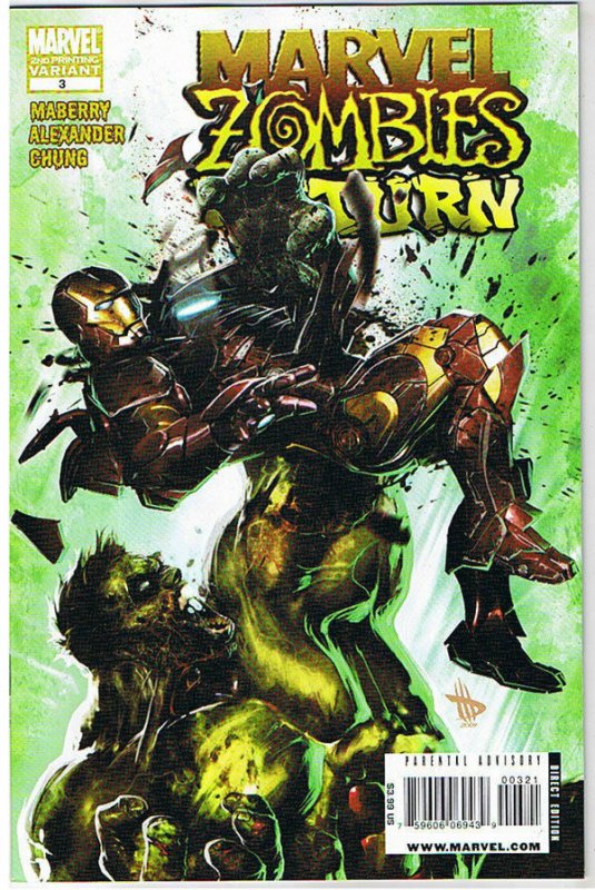 MARVEL ZOMBIES RETURN #3, 2nd, Variant, VF/NM, Suydam, 2009, Hulk vs Iron Man