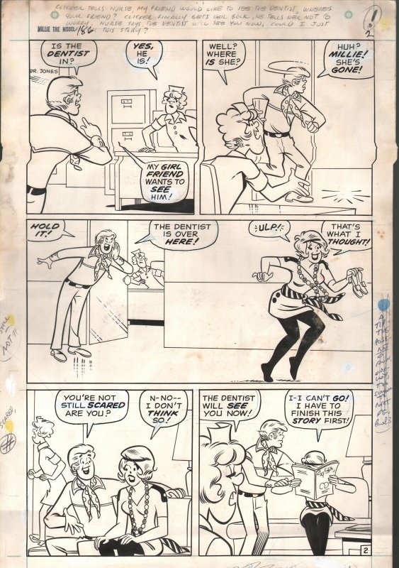 Millie The Model #186 Original Comic Book Art 1970's-page 2-Marvel-G/VG