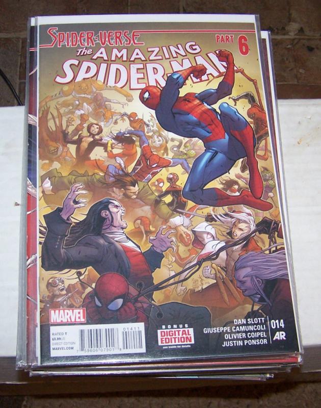 Amazing Spider-Man # 14 (April 2015, Marvel) spider verse pt 6 spider gwen silk