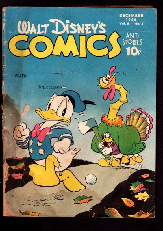 WALT DISNEY'S COMICS AND STORIES #63-1945-DONALD DUCK-MICKEY MOUSE-BARKS- P/FR