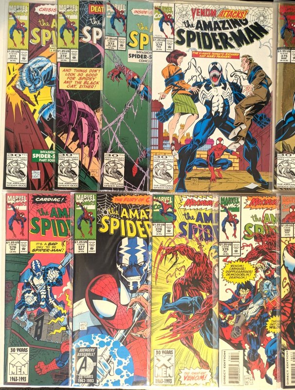 *Amazing Spider-Man 371-380 10 High Grade books, MAXIMUM CARNAGE!
