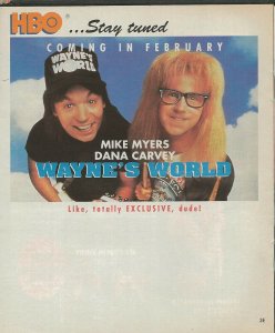 ORIGINAL Vintage Jan 1993 HBO Guide Magazine JFK Prince of Tides Wayne's World  