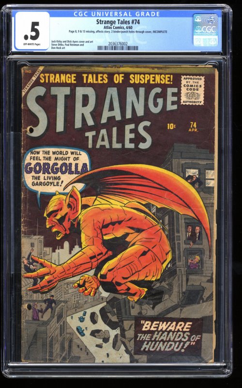 Strange Tales #74 CGC P 0.5