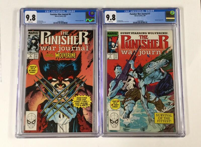 Punisher War Journal 6 And 7 Cgc 9.8 Pair Parts 1 And 2 Marvel Wolverine!