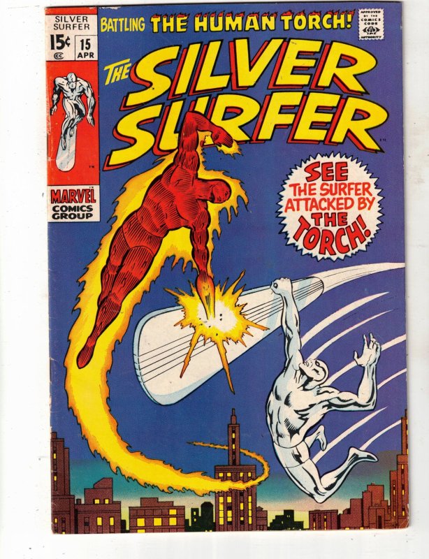 The Silver Surfer #15 (1970)FN/VF Mid-High-Grade Surfer vs Human Torch! RICHMOND