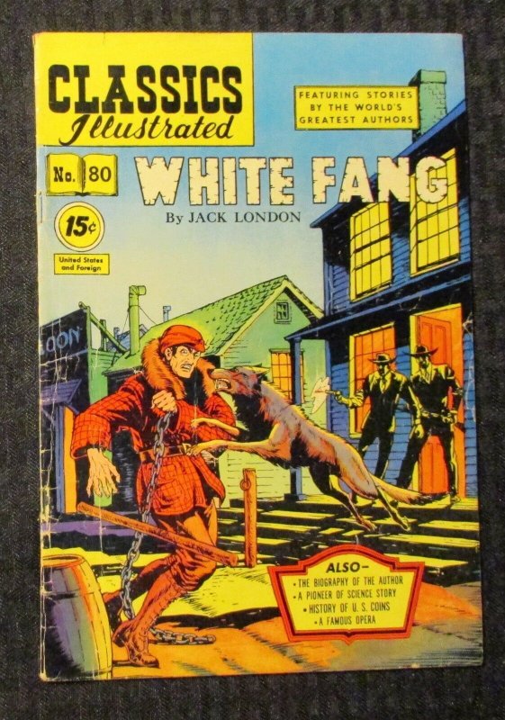 1951 Feb WHITE FANG by Jack London Classics Illustrated #80 VG- 3.5 Gilberton