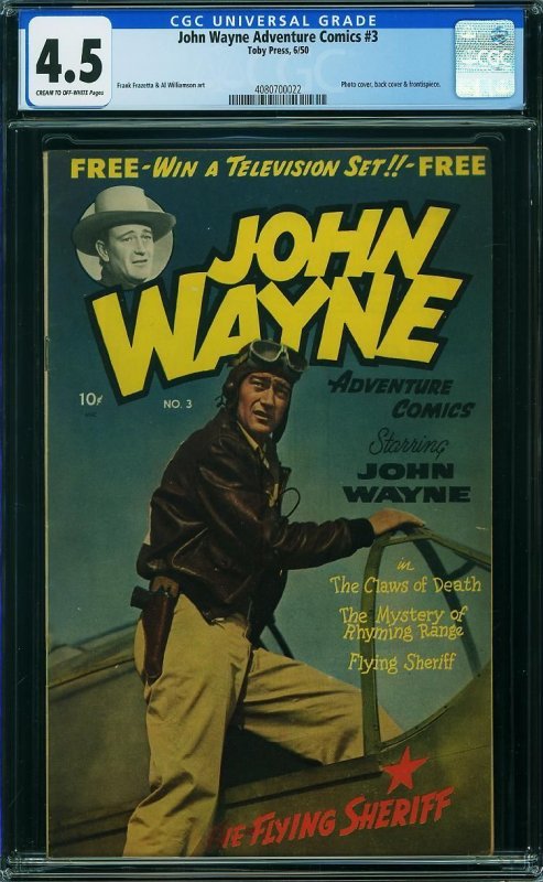 John Wayne Adventure Comics #3 (1950) CGC 4.5 VG+