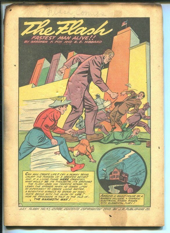 Flash #43 1943-DC-Mammoth Man-Ghost Patrol vs Hitler-Johnny Thunder-Whip-FR 