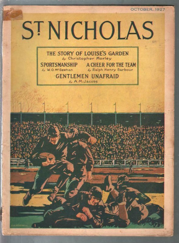 St. Nicholas 10/1927-football-Charles Linberg-Lawrence of Arabia-VG-