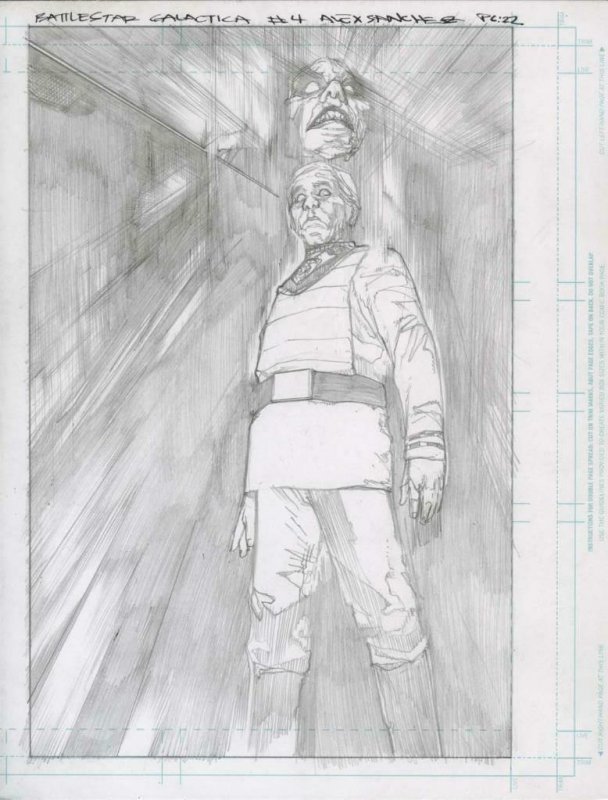 Battlestar Galactica #4 pg22 Original Pencil art ALEX SANCHEZ Commander Adama 