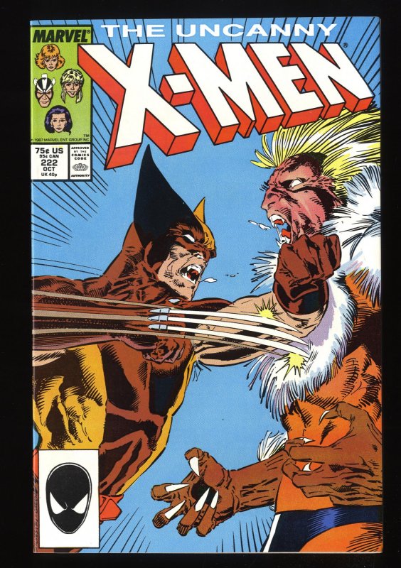 X-Men #222 NM+ 9.6 Marvel Comics Wolverine Vs. Sabretooth!