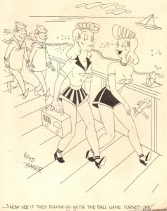 Babes on Boardwalk Navy Guys - Humorama 1961 art by Lloyd Baker