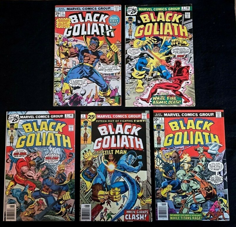 Black Goliath FULL RUN 1-5 1st Solo and Origin, 1st Atom Smasher 1976 Bronze AGE