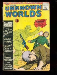 UNKNOWN WORLDS #4 1960-WILD MILITARY FANTASY WW 2 COVER G