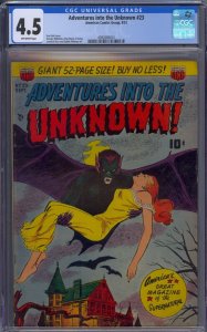 ADVENTURES INTO THE UNKNOWN #23 CGC 4.5 KEN BALD