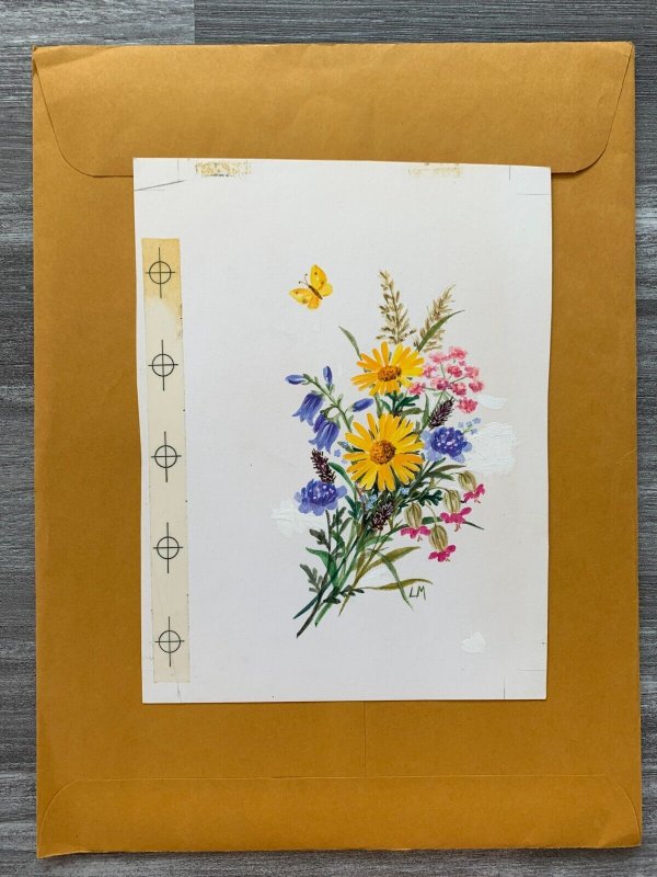 CONGRATULATIONS Flowers Yellow Butterfly 6x8 Greeting Card Art A1767 w/ 5 Cards