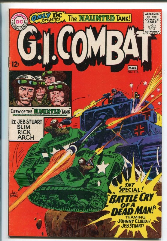 G.I. COMBAT #116 1966-DC-JOE KUBERT COVER- HAUNTED TANK STORY-vf 