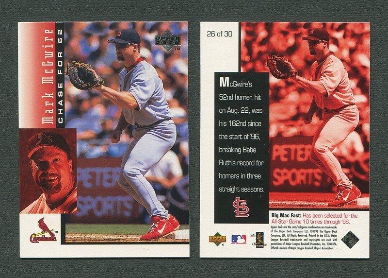 Mark McGwire UD 1998 Chase For 62 - 30 Card Box Set