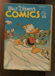 WALT DISNEYS COMICS AND STORIES #5 (2.0) SLEDDING COVER 1948