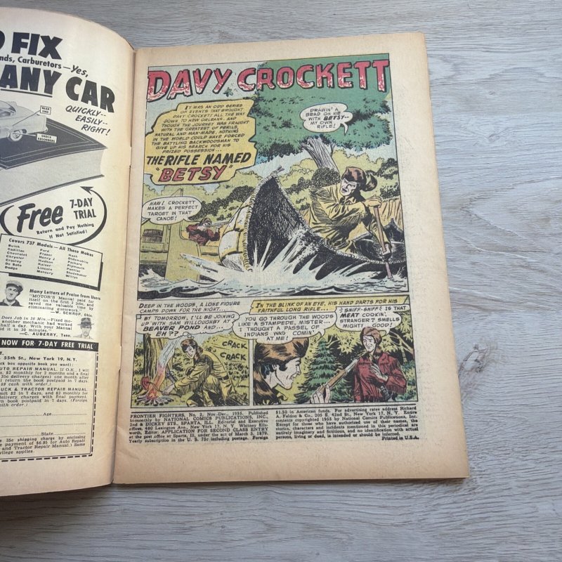 Frontier Fighters #2 Davy Crockett DC Golden Age 1955 Western Comic VG