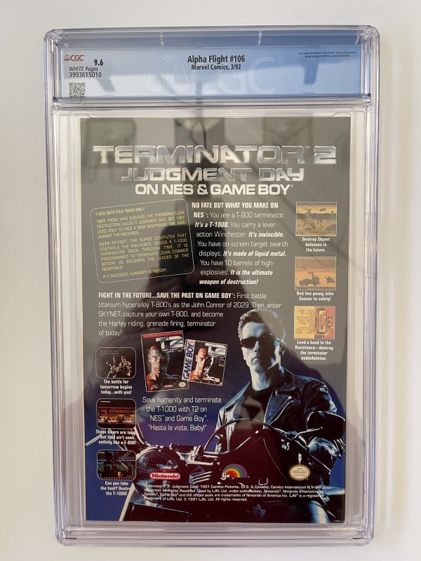 ALPHA FLIGHT #106 CGC 9.6 - Northstar Revealed, 1st App Major (1992)