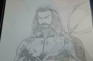 Ryan Kincaid Original 11 X 17 Penciled Art Jason Momoa as Aquaman W/Print NM  