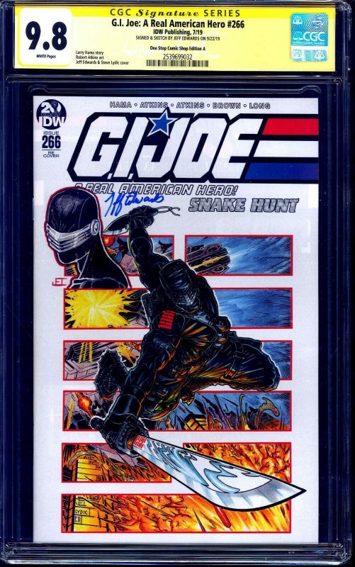 G.I. Joe #266 VARIANT CGC SS 9.8 signed ORIGINAL signed Snake Eyes Sketch NM/MT