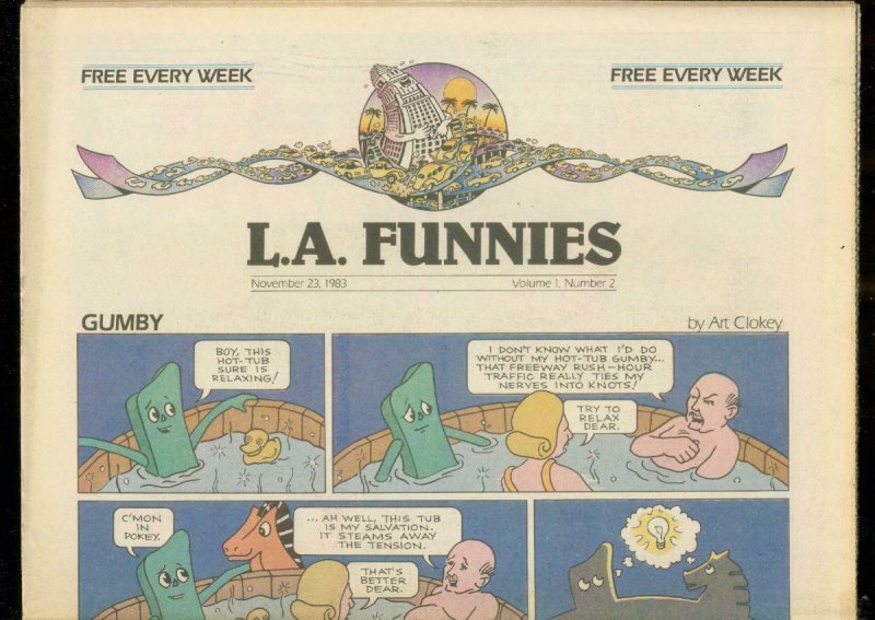 L.A. FUNNIES #2 NOV 23 1983-GUMBY-ZIPPY THE PINHEAD--UG VF 