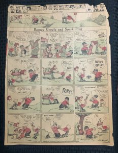 1924 June 29 BARNEY GOOGLE & SPARK PLUG 15x20 Full Sunday Comic Page GD+ 2.5