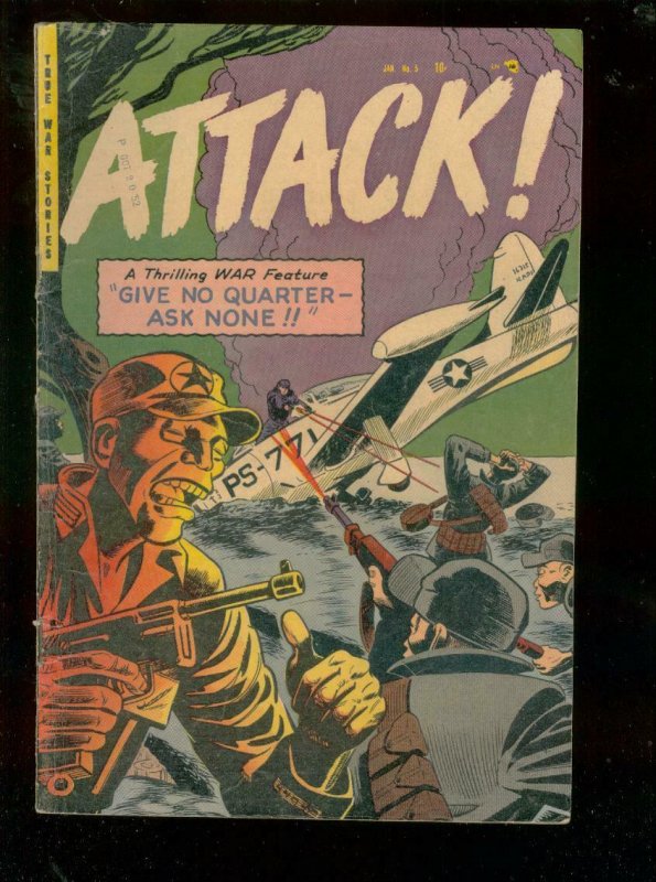 ATTACK #5 1953-VIOLENT KOREAN WAR STORY ART-TROJAN PUBS VG