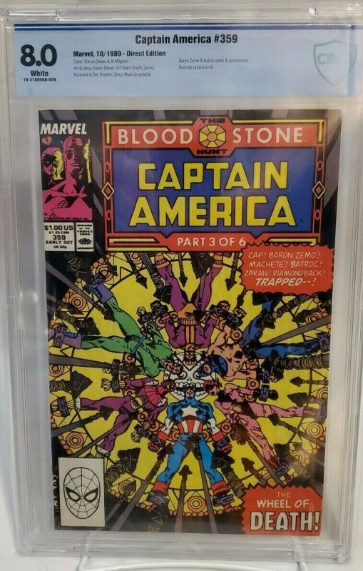 Captain Amerca #359 - CBCS 8.0 - White Pages - 1st Crossbones (Cameo)