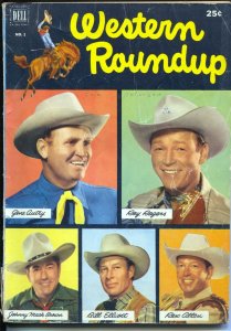 Western Roundup #1 1952-Dell-1st issue-Roy Rogers-Rex Allen-Bill Elliott-VG