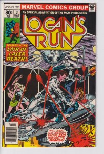 LOGAN'S RUN #3 (Mar 1977) VF 8.0 white!