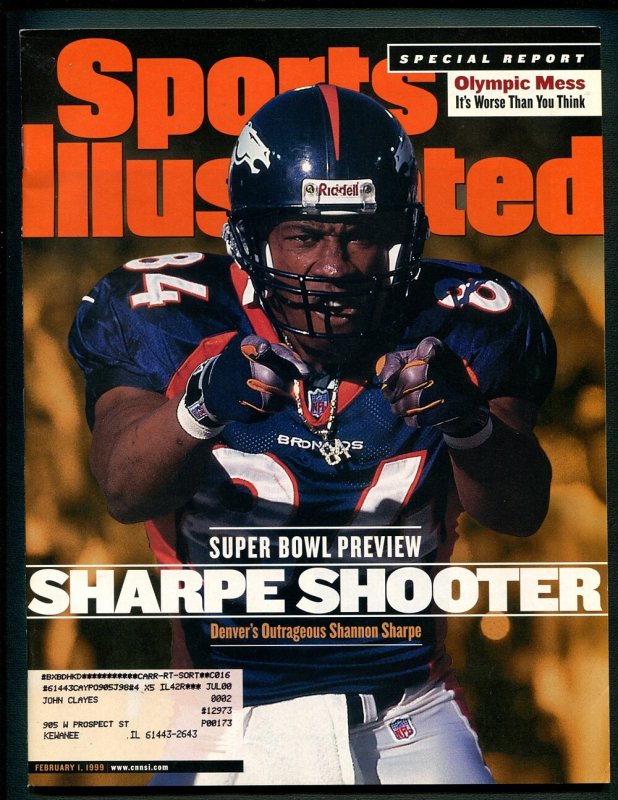 Sports Illustrated ( 8.0 VFN )  Shannon Sharpe  /  February 1999