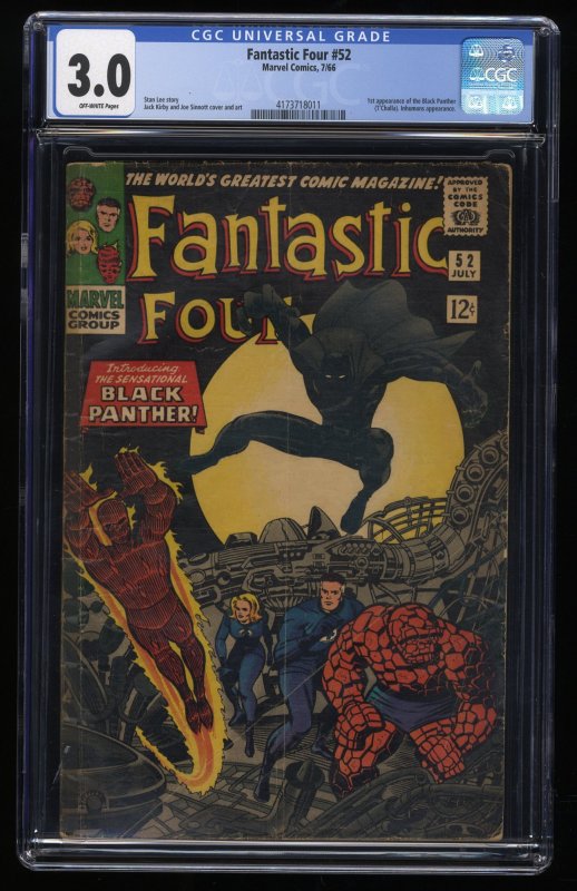 Fantastic Four #52 CGC GD/VG 3.0 Off White 1st Appearance Black Panther!