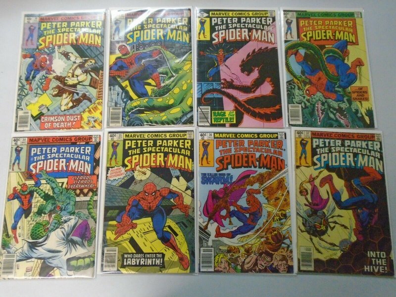 Spectacular Spider-Man lot 16 40c covers from #30-45 avg 5.0 VG FN (1979-80)