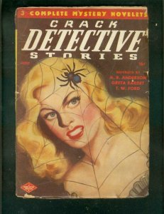 CRACK DETECTIVE STORIES PULP-JUNE 1947-SPIDER COVER VG