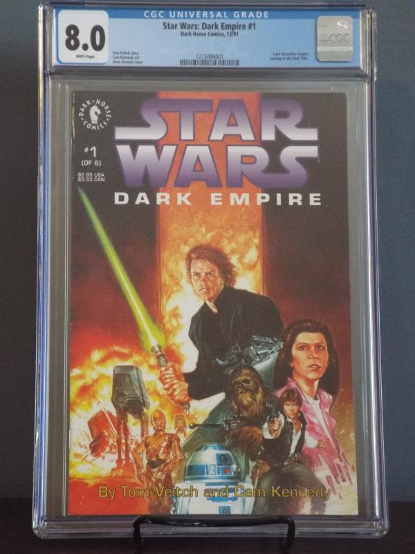 Star Wars: Dark Empire #1, CGC 8.0, White Pages, Great Case!