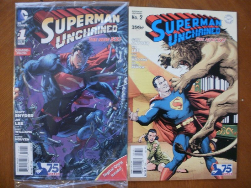 2 Near-Mint DC Comic: SEALED Combo-Pack SUPERMAN UNCHAINED #1 + #2 (Snyder Lee)