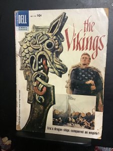 Four Color #910 (1958) Kirk Douglas, the Vikings! Affordable grade key. GD/VG