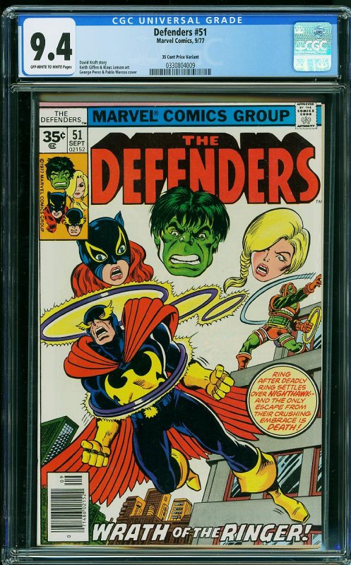 Defenders #51 (Marvel, 1977) CGC 9.4 - KEY $0.35 Price Variant