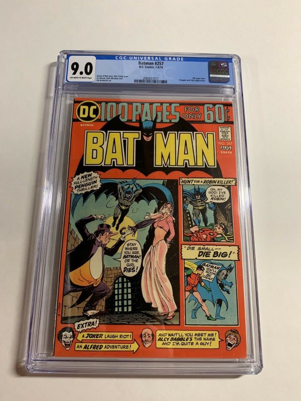 Batman 257 Cgc 9.0 Ow/w Pages Dc Comics Bronze Age