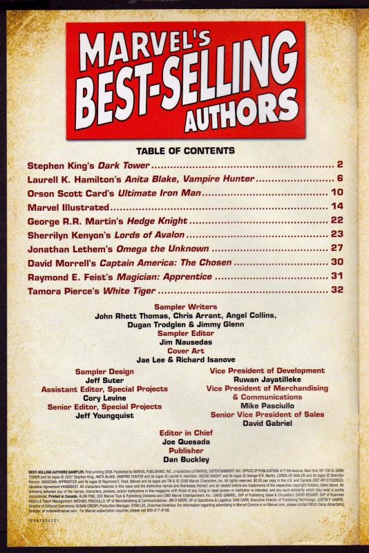 Marvel's Best-Selling Authors #- (Marvel, 2008) Promotional Sampler  9.4 NM 