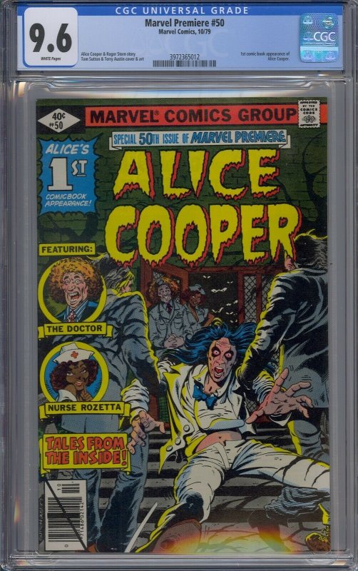 MARVEL PREMIERE #50 CGC 9.6 1ST ALICE COOPER WHITE PAGES 