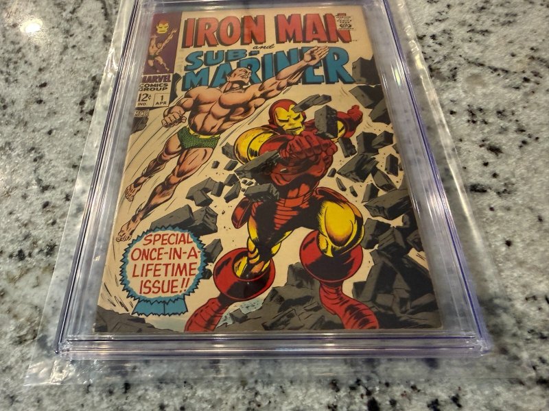 Iron Man & Sub-Mariner # 1 CGC Graded 7.5 Marvel Comic Book 1968 Silver Age JH33