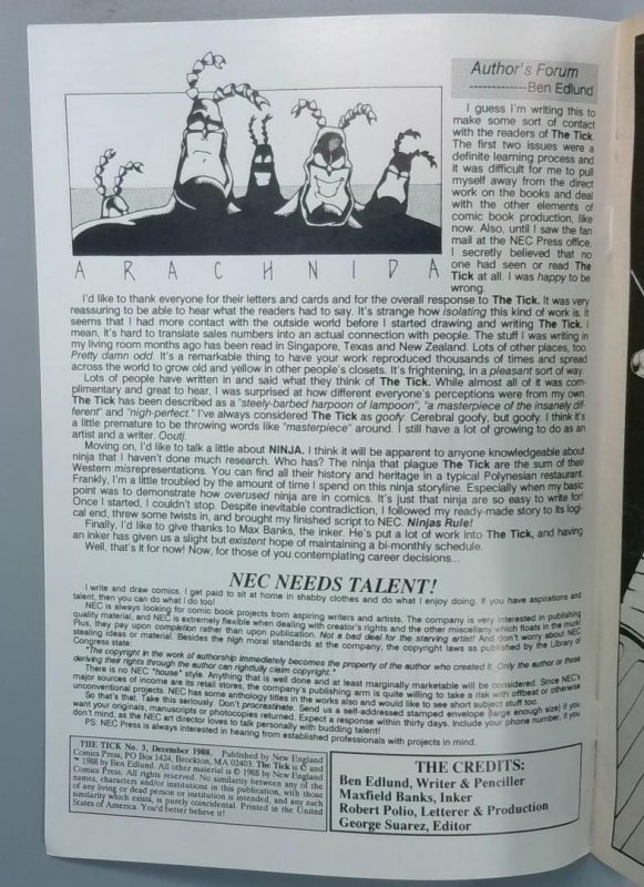 The Tick #3, New England Comics, 1988