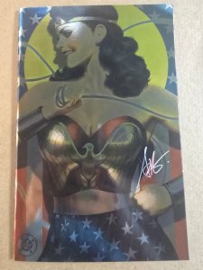 NEW HISTORY OF THE DC UNIVERSE #1 2025 FOIL VARIANT SIGNED ARTGERM LAU NM W/COA