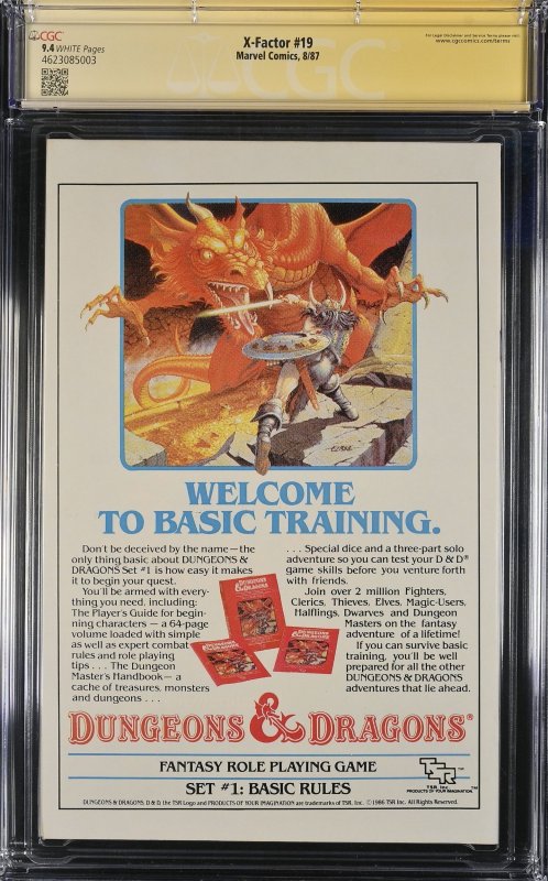 X-Factor 19 CGC 9.4 Signed Walt Simonson Marvel 1987