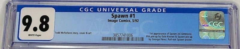 Spawn #1 Image 1992 CGC 9.8 Todd McFarlane 1st Appearance