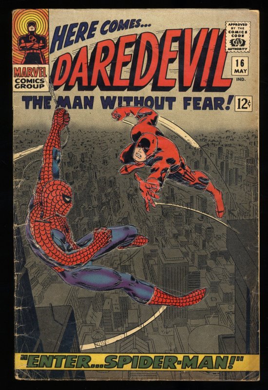 Daredevil #16 GD+ 2.5 Spider-Man Appearance! 1st Romita Spider-Man Cover!